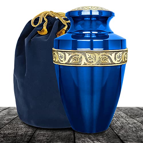 Decorative Cremation Urns for Human Ashes - Blue, Extra Large