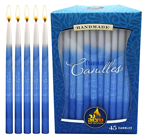 Decorative Dripless Chanukah Candles - Premium Quality Wax - 45 Count