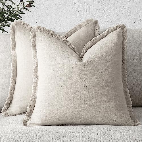 Decorative Linen Fringe Throw Pillow Covers