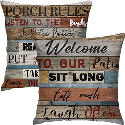 Decorative Porch Rules Outdoor Pillows