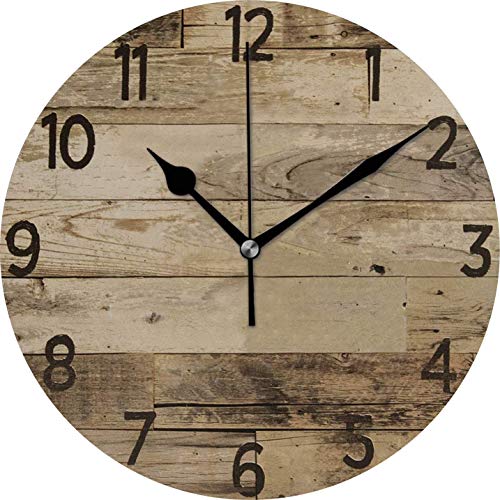 14 Inch Silent Non Ticking Wood Style Farmhouse Wall Clock by LANEABUY