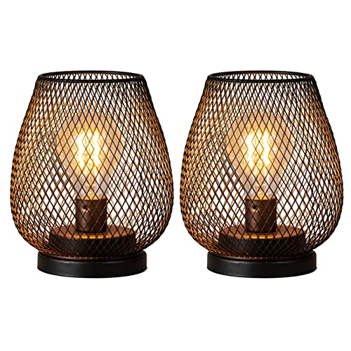 Vintage Metal Cage LED Table Lantern Set for Indoor/Outdoor Events