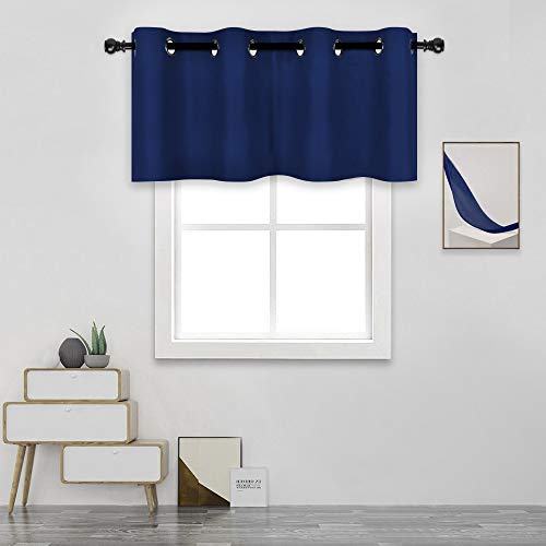 Navy Blue Blackout Valance for Bedroom and Living Room - 52x18