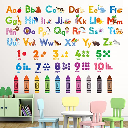 DECOWALL Animal Alphabet Numbers Stickers for Kids Room Decor