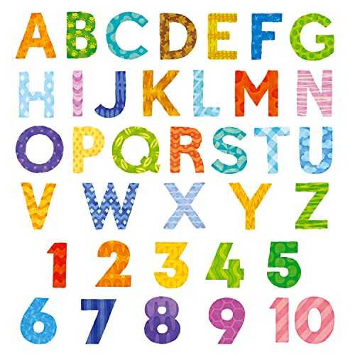 DECOWALL Uppercase Alphabet Letter & Number Wall Stickers for Kids