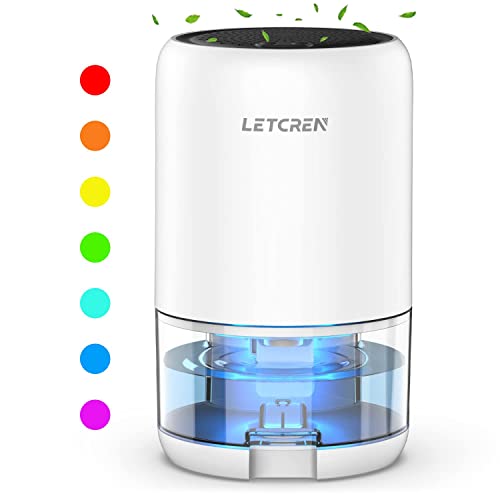 LETCREN 35oz Portable Dehumidifier with 7 Colorful LED Light