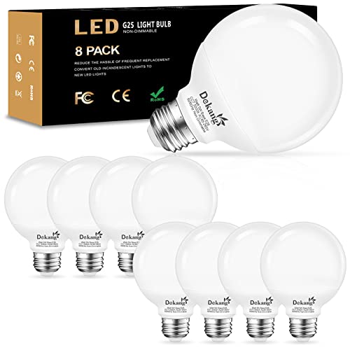 Dekang 8-Pack LED Globe Light Bulbs for Bathroom 5000K Daylight