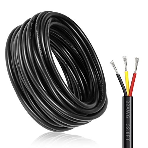 DEKIEVALE 22 Gauge 3 Conductor Black Stranded Low Voltage Cable 32.8FT