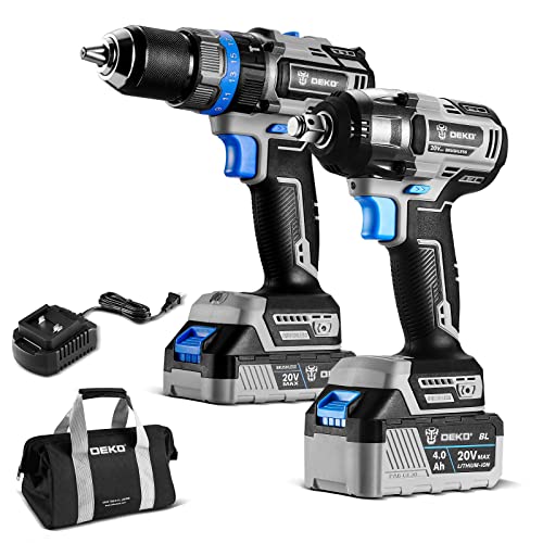 DEKOPRO Cordless Drill Combo Kit with Brushless Impact Drill and Impact Wrench