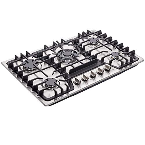Deli-Kit 30" Gas Cooktop Dual Fuel 5 Burners Stainless Steel Hob - DK257-A03