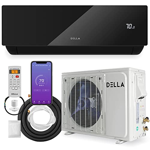 DELLA 12000 BTU Wifi Enabled 20 SEER2 Cools Up to 550 Sq.Ft Energy Saving Mini Split Air Conditioner & Heater Ductless Pre-Charged Inverter System with 1 Ton Heat Pump(JPB Series with R32 refrigerant)