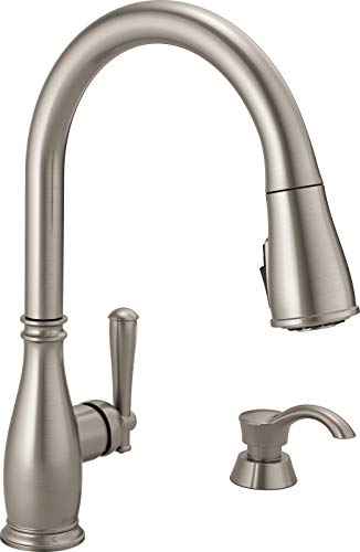 Delta Stainless Steel Single Pull Kitchen Faucet with Soap Dispenser