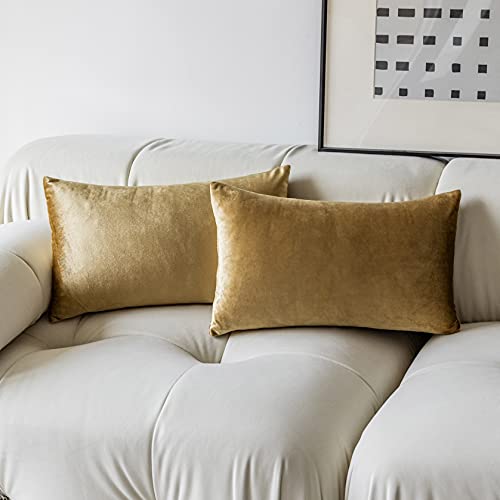 Demetex Gold Velvet Throw Pillow Covers - Set of 2