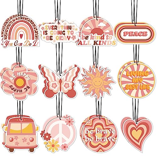 Boho Hippie Car Air Fresheners: Groovy Pink Flower Scent