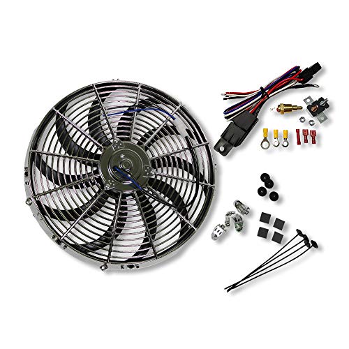 DEMOTOR PERFORMANCE Chrome Electric Radiator Cooling Fan