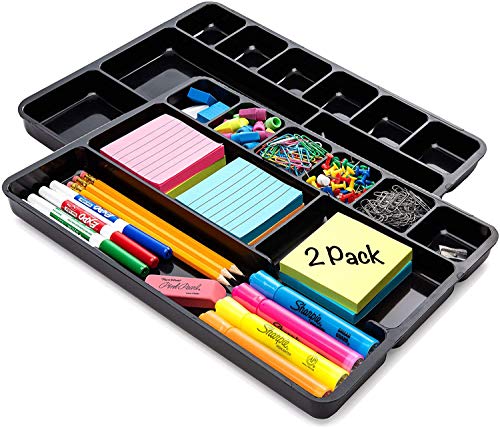 Desk Drawer Organizer Tray - 9 Compartments - 2 Pack