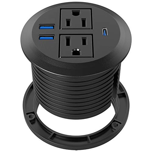 Desktop Power Grommet with USB-C and 2 AC Outlets