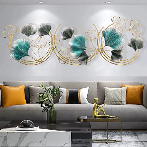 Large 3D Ginkgo Leaf Metal Wall Art for Home Decor