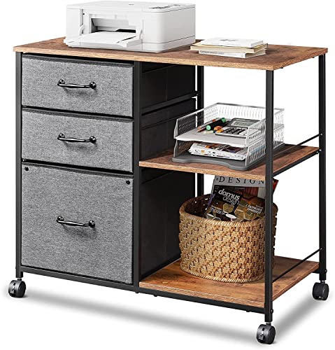 DEVAISE 3 Drawer Mobile File Cabinet with Shelves