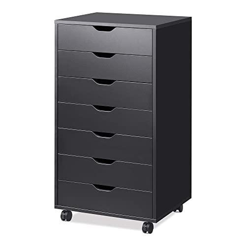 DEVAISE Black Wood Storage Dresser Cabinet