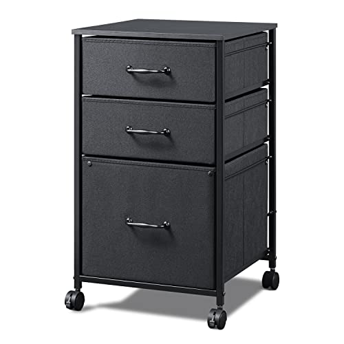 DEVAISE 3-Drawer Mobile File Cabinet for Home Office, Black