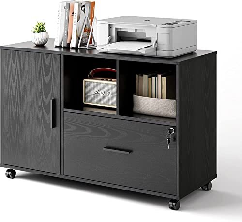 DEVAISE 1-Drawer Office File Cabinet on Wheels, Black
