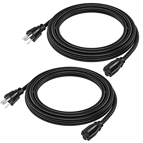 DEWENWILS 15ft Extension Cord, 3 Prong Heavy Duty Power Cable - 2 Pack
