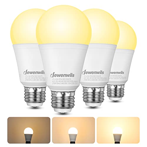 DEWENWILS 3-Way LED Bulbs, Warm White Glow, E26 Medium Base, 4-Pack