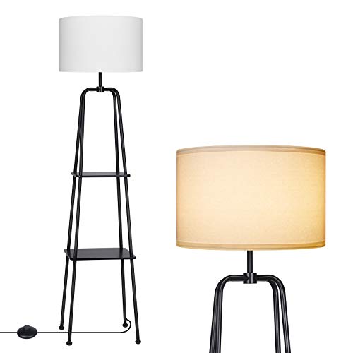 DEWENWILS 60 inch Modern Black Floor Lamp with Shelves and Reading Light
