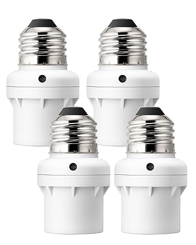 DEWENWILS Light Sensor Socket, Dusk to Dawn Sensor Socket, Light Bulb Socket for Light Fixtures, 4 Pack