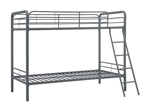 DHP Twin-Over-Twin Metal Bunk Bed, Space-Saving Silver Design