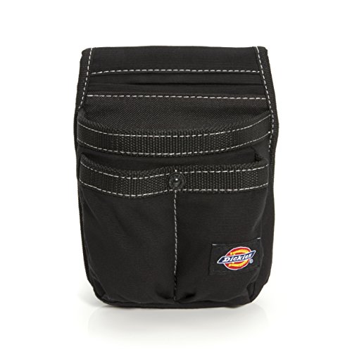 Dickies Tool Belt Storage Pouch, 4 Pocket Canvas, Snap-Back Compatible, Black