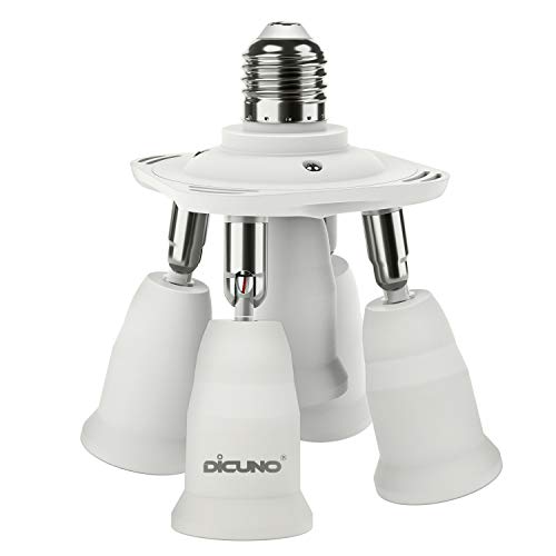 DiCUNO 5-in-1 E26 Socket Splitter: Adjustable & Versatile LED Bulb Holder