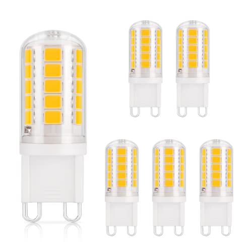 hansang G9 Led Bulb,6W(60W Halogen Bulb Replacement), Chandelier Light  Bulbs,88 LEDs,Warm White 3000K,Non-dimmable,G9 Bi Pin Base,360° Transparent
