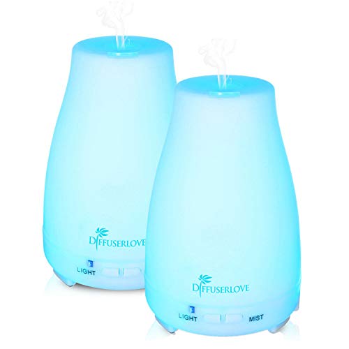 Diffuserlove 2 Pack Essential Oil Aromatherapy Diffuser with LED Lights
