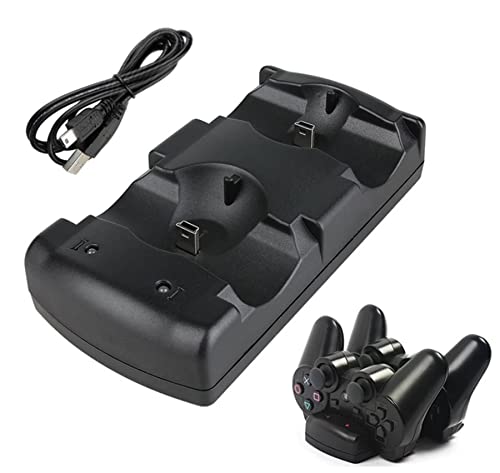 DIGISHUO PS3 Controller Dual Charger Stand LED Indicators Black