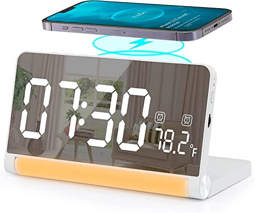 Digital Alarm Clock with Wireless Charger Station