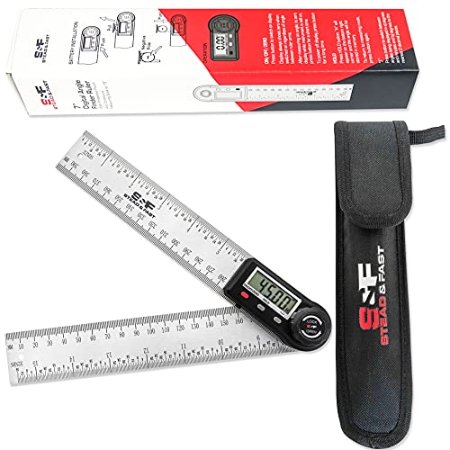7-Inch Stainless Steel Digital Angle Finder Ruler with Pouch
