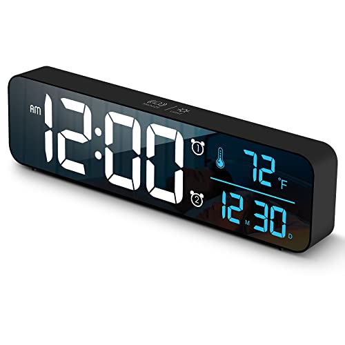 Hournor Digital Wall Clock Large Display Smart Alarm Blue