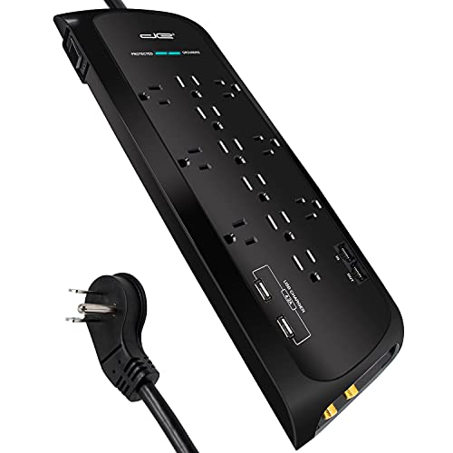 Digital Energy 12 Outlet Surge Protector Power Strip with USB Ports