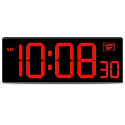 Digital Wall Clock With Seconds Electric Plug In Led Display Red 31YDqyL6nZL 