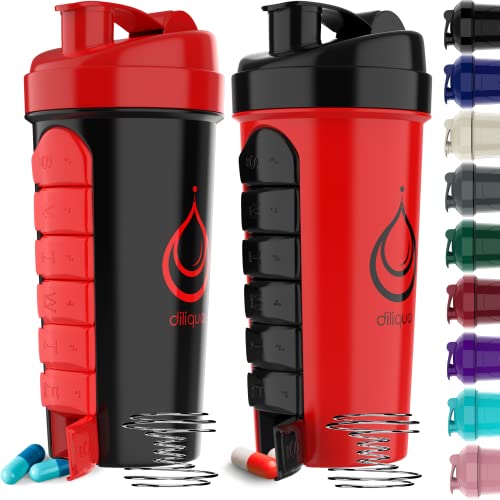 diliqua -2 PACK- Shaker Bottles with Pill Organizer