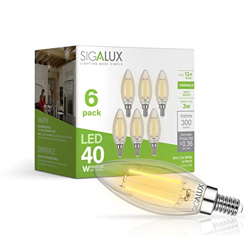 Dimmable LED Candelabra Bulbs, 40W, 6 Pack