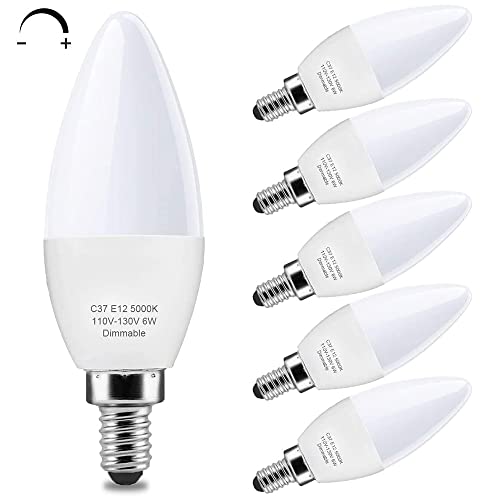 Dimmable LED Candelabra Light Bulbs - 6 Pack