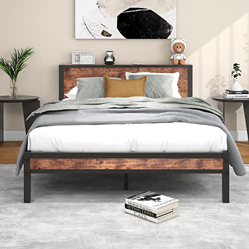 Diolong Queen Bed Frame with Storage Shelf