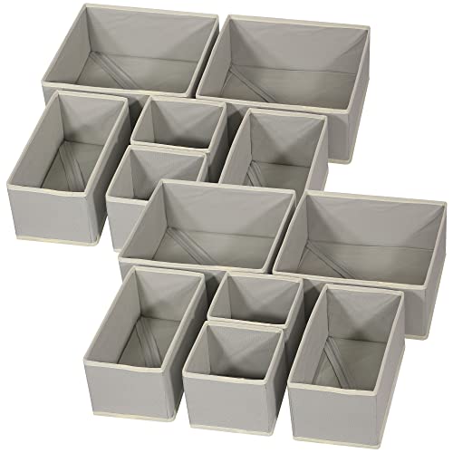 DIOMMELL 12 Pack Foldable Cloth Storage Box Organizer, Grey