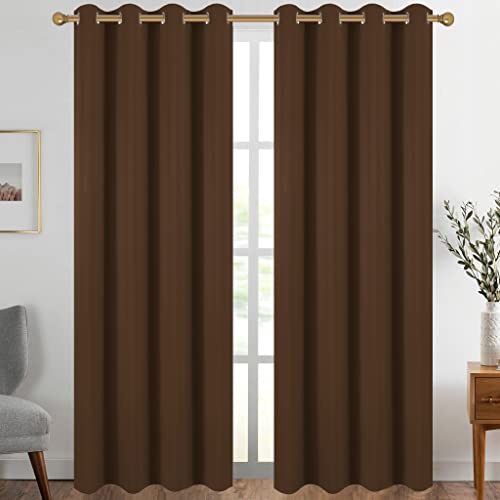Diraysid Chocolate Brown Grommet Blackout Curtains