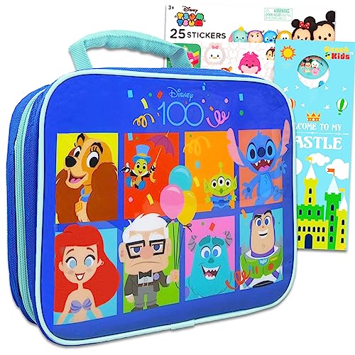 Disney 100 Lunch Box Set - Disney Characters Lunch Bag for Kids with Stickers