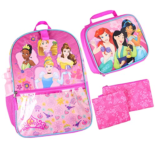Disney Princess 16” Backpack for Girls with Lunch Box Set