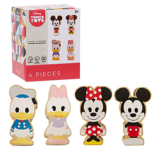 Disney Wooden Toys 4-Piece Figure Set with Mickey Mouse, Minnie Mouse, Daisy Duck, and Donald Duck, Amazon Exclusive, by Just Play